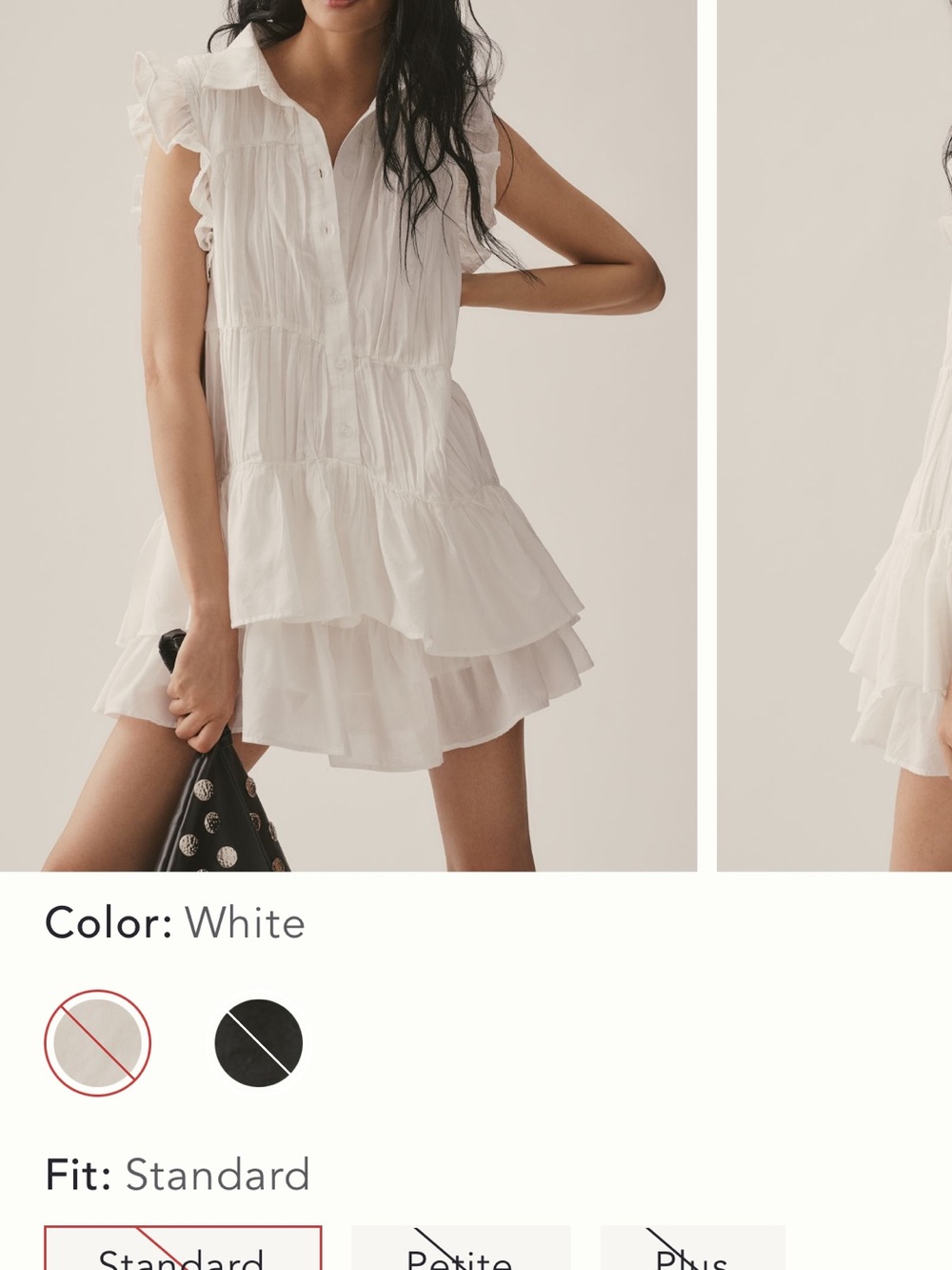 Anthropologie White Ruffled Tiered Mini Dress M - Picture 8 of 9